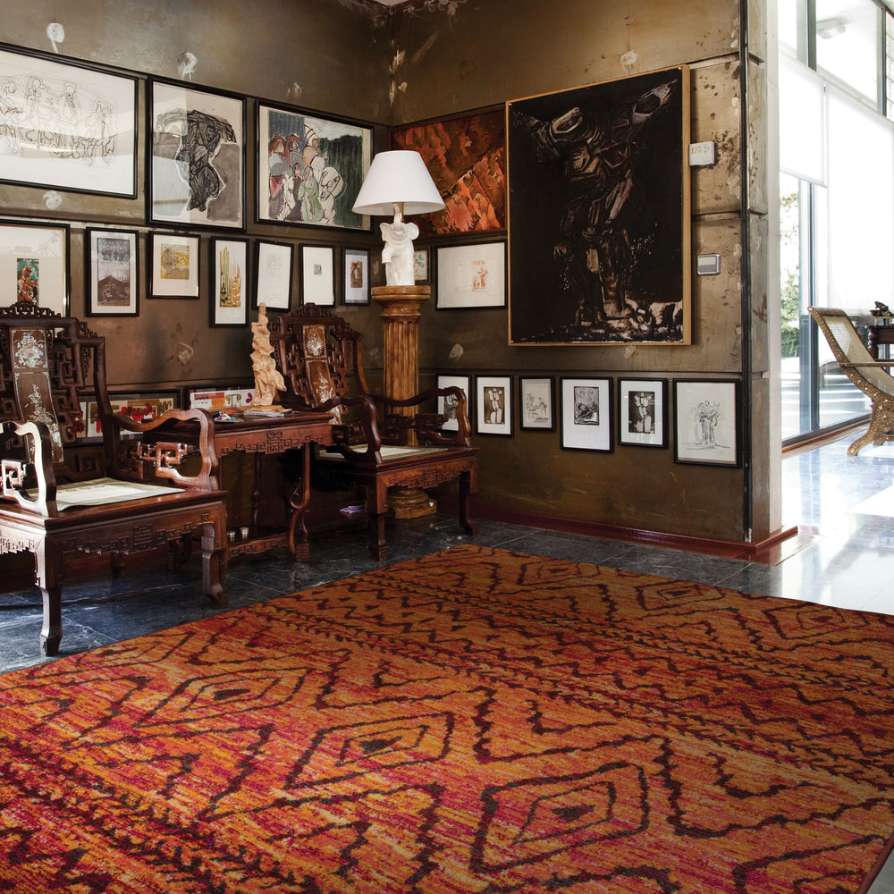 Oriental Weavers Nomad 8122O Orange/Red Area Rug Room Scene Featured