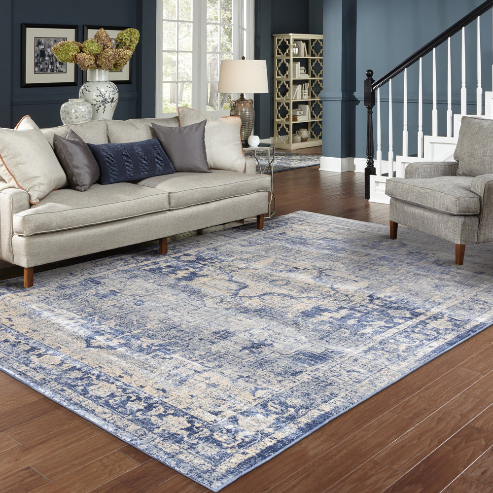 Oriental Weavers Pandora 070E7 Ivory Blue Area Rug Lifestyle Image Feature