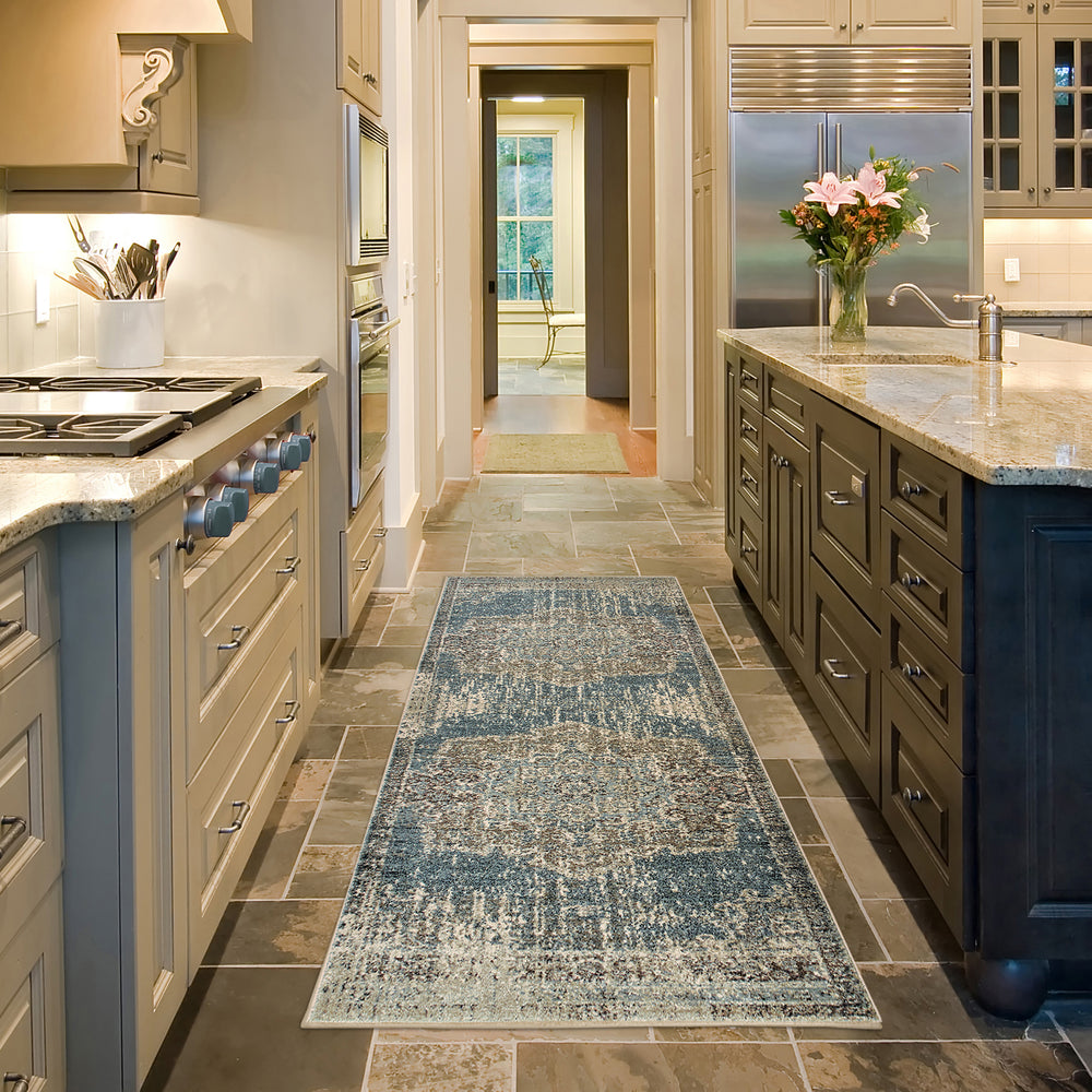 Oriental Weavers Raleigh 6649H Blue/Ivory Area Rug Room Scene Featured Runner