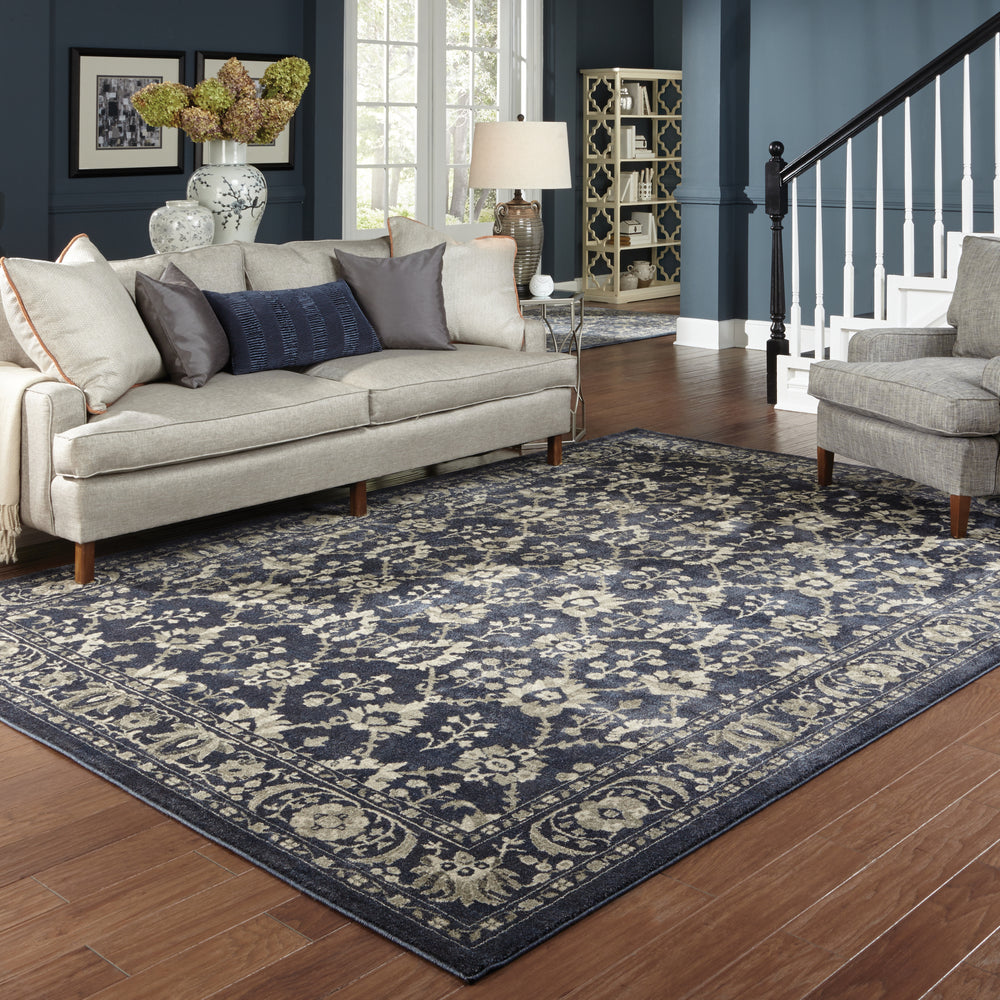 Oriental Weavers Richmond 8020K Navy/Grey Area Rug Roomshot Feature