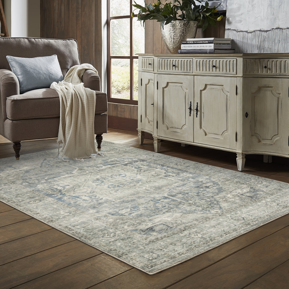 Oriental Weavers Savoy 28102 Grey/ Blue Area Rug Lifestyle Image Feature