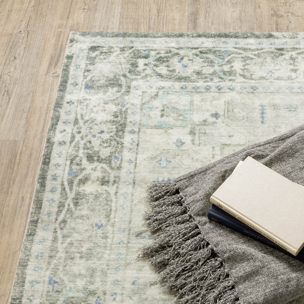 Oriental Weavers Savoy 28104 Grey/ Ivory Area Rug Corner Featured