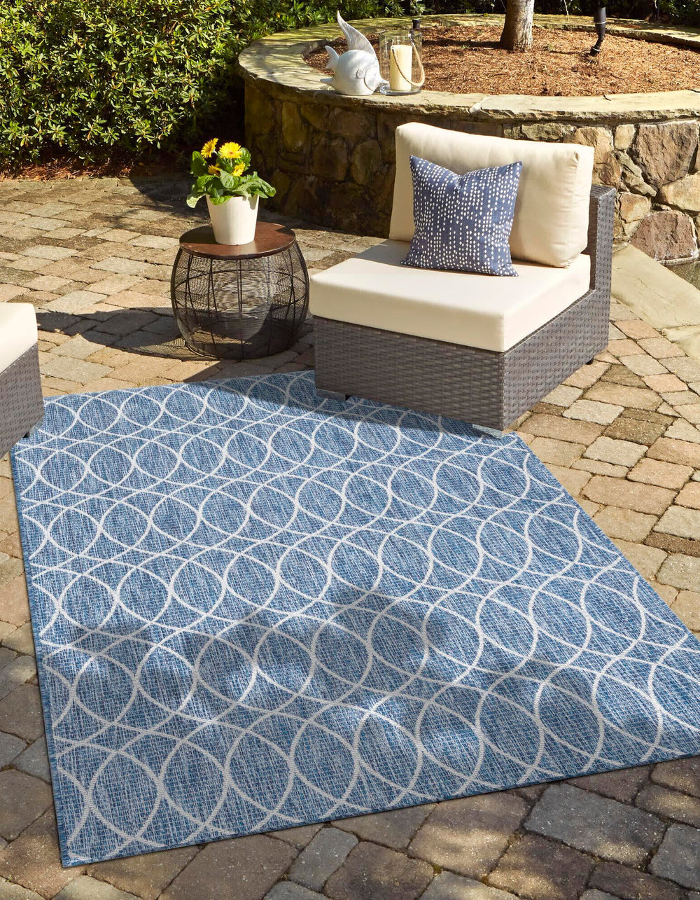 Unique Loom Outdoor Trellis T-KZOD24 Blue Area Rug Rectangle Lifestyle Image Feature