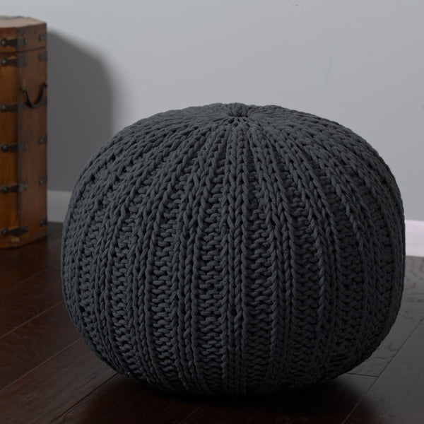 LR Resources Poufs 08124 Charcoal Pouf Incredible Rugs and Decor