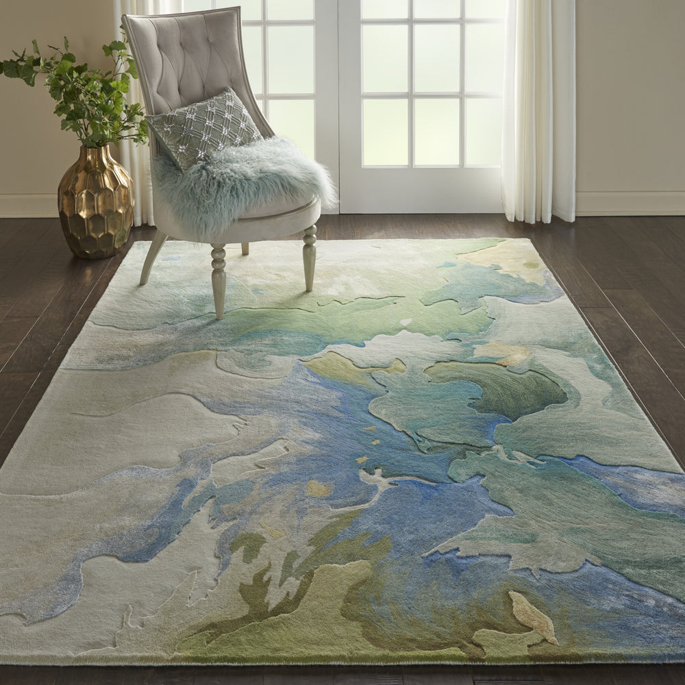 Prismatic PRS16 Seafoam Area Rug by Nourison Room Scene Feature