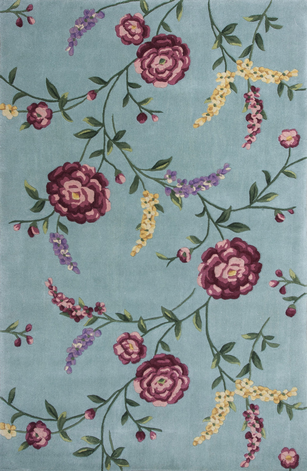 KAS Ruby 8919 Blue Floral Vines Area Rug