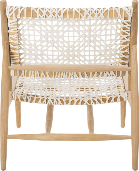 Safavieh Bandelier Leather Weave Accent Chair Off-White And Natural ...