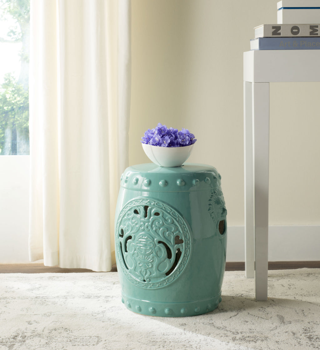 Safavieh Dragon Coin Garden Stool Light Blue Furniture  Feature