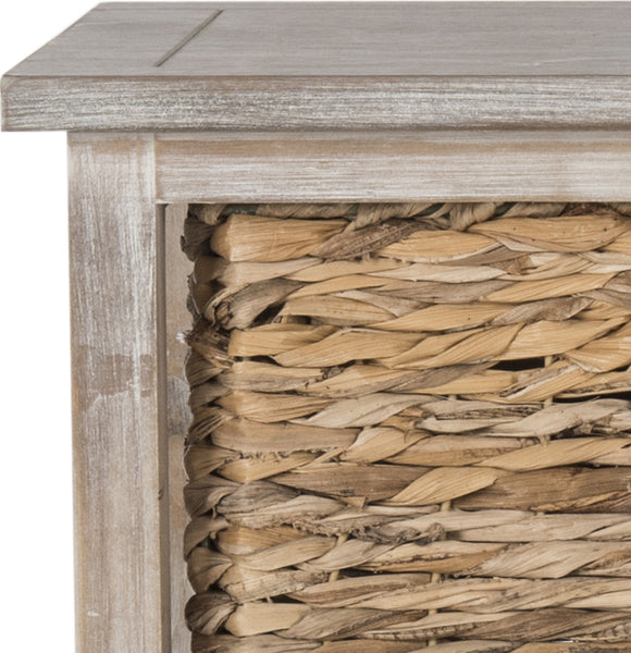 Safavieh Halle 3 Wicker Basket Storage Side Table Vintage White