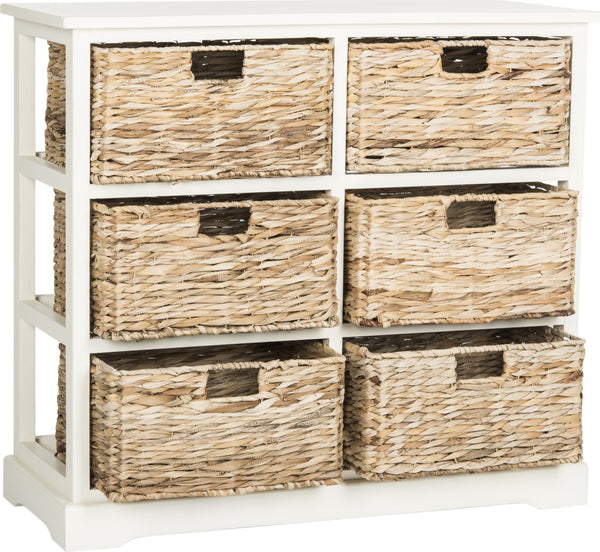 Safavieh Keenan 6 Wicker Basket Storage Chest Distressed White ...