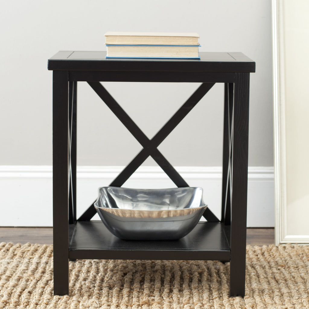 Safavieh Candence Cross Back End Table Black Furniture  Feature