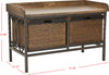 Safavieh Noah 2 Drawer Wooden Storage Bench Antique Pewter and Oak Furniture 