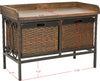 Safavieh Noah 2 Drawer Wooden Storage Bench Antique Pewter and Oak Furniture 