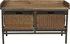Safavieh Noah 2 Drawer Wooden Storage Bench Antique Pewter and Oak Furniture main image