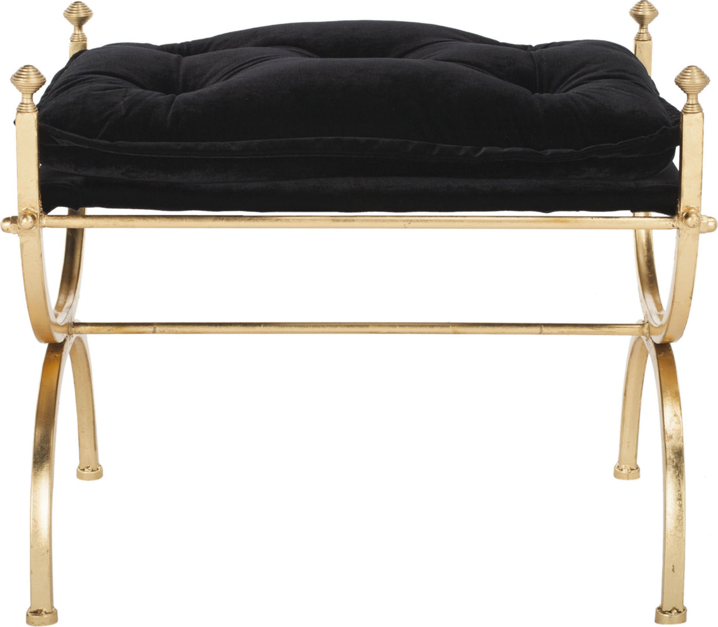 Safavieh Jasmine Tufted Bench Black and Gold Foil Furniture main image