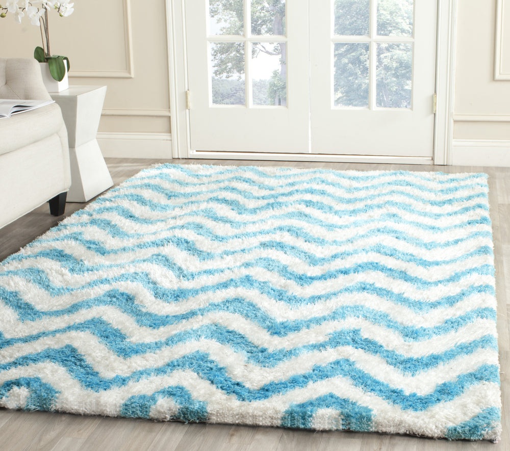 Safavieh Sg-Bsg-Barcelona Shag Barcelona 320 Ivory/Blue Area Rug Room Scene Feature