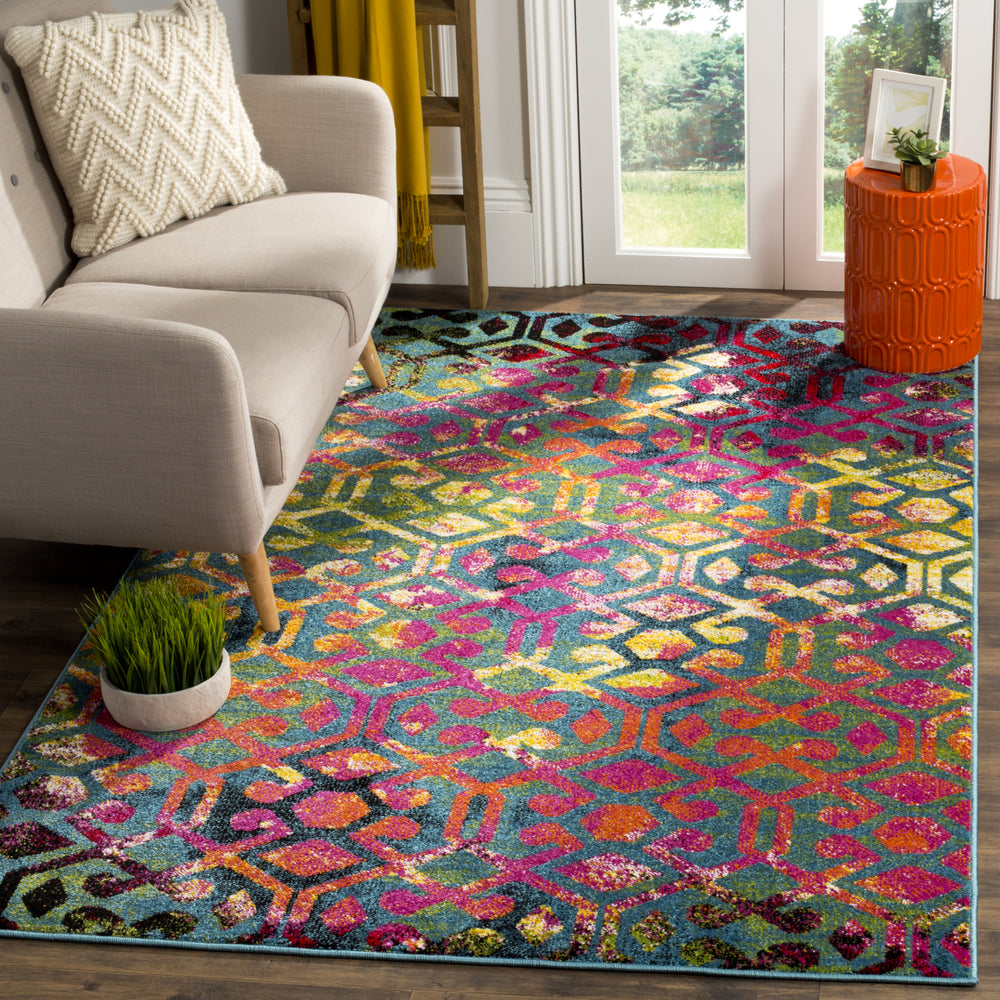 Safavieh Cherokee CHR917A Light Blue/Fuchsia Area Rug Feature