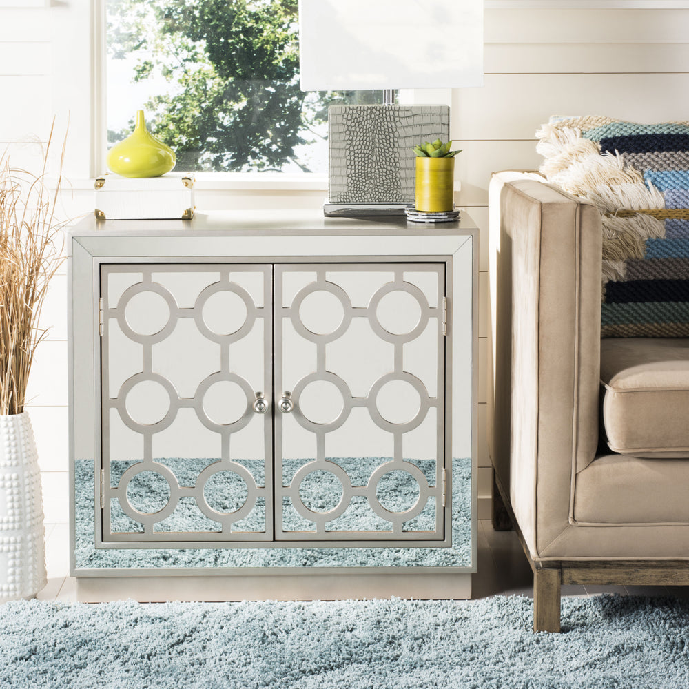 Safavieh Kaia 2 Door Chest Champagne and Nickel Mirror Feature