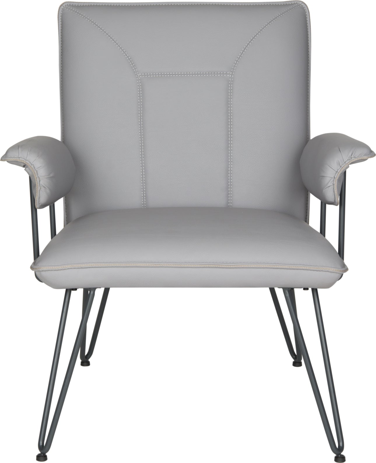 Safavieh Johannes 173''H Mid Century Modern Leather Arm Chair Grey and Black Furniture main image