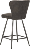 Safavieh Ashby 26''H Mid Century Modern Leather Tufted Swivel Counter Stool Grey and Black Furniture 