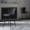 Safavieh Ashby Mid Century Modern Leather Tufted Swivel Counter Stool Grey and Black  Feature