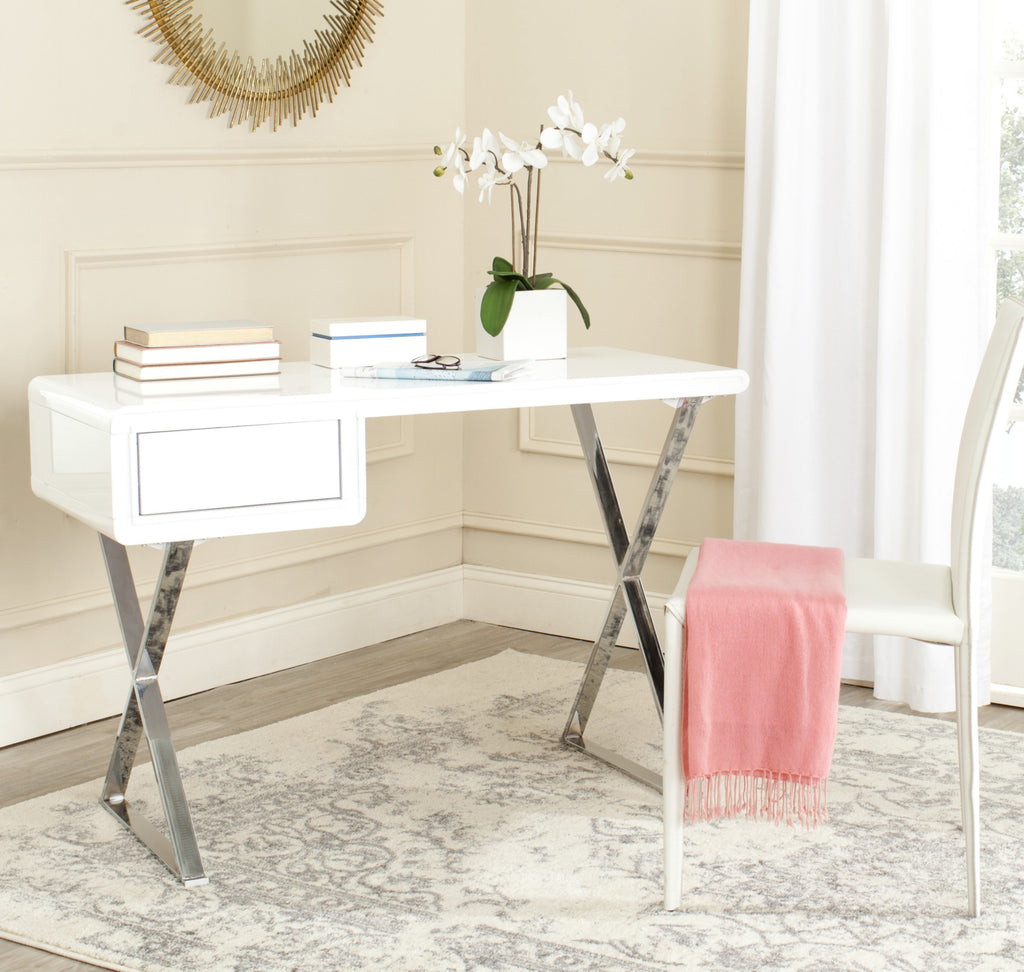 Safavieh Hanover Desk White and Chrome Furniture  Feature