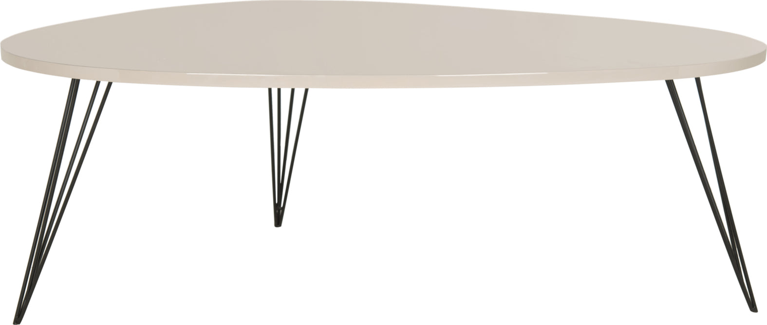 Safavieh Wynton Retro Mid Century Lacquer Coffee Table Taupe and Black Furniture main image