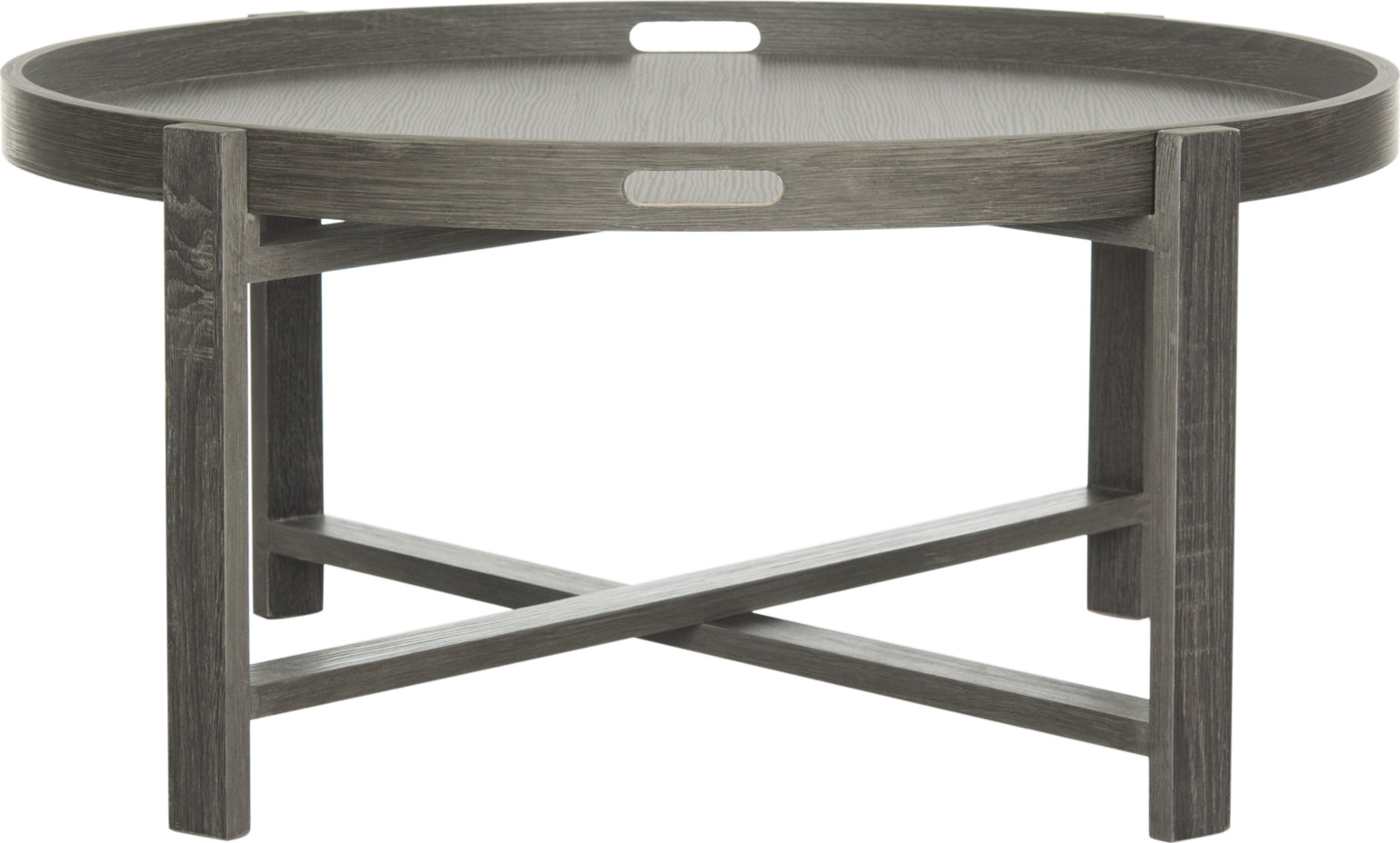 Safavieh Cursten Retro Mid Century Wood Tray Top Coffee Table Dark Grey Furniture main image