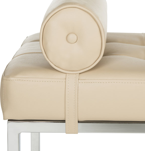 Safavieh Xavier Leather Tufted Bench With Pillow Beige Incredible