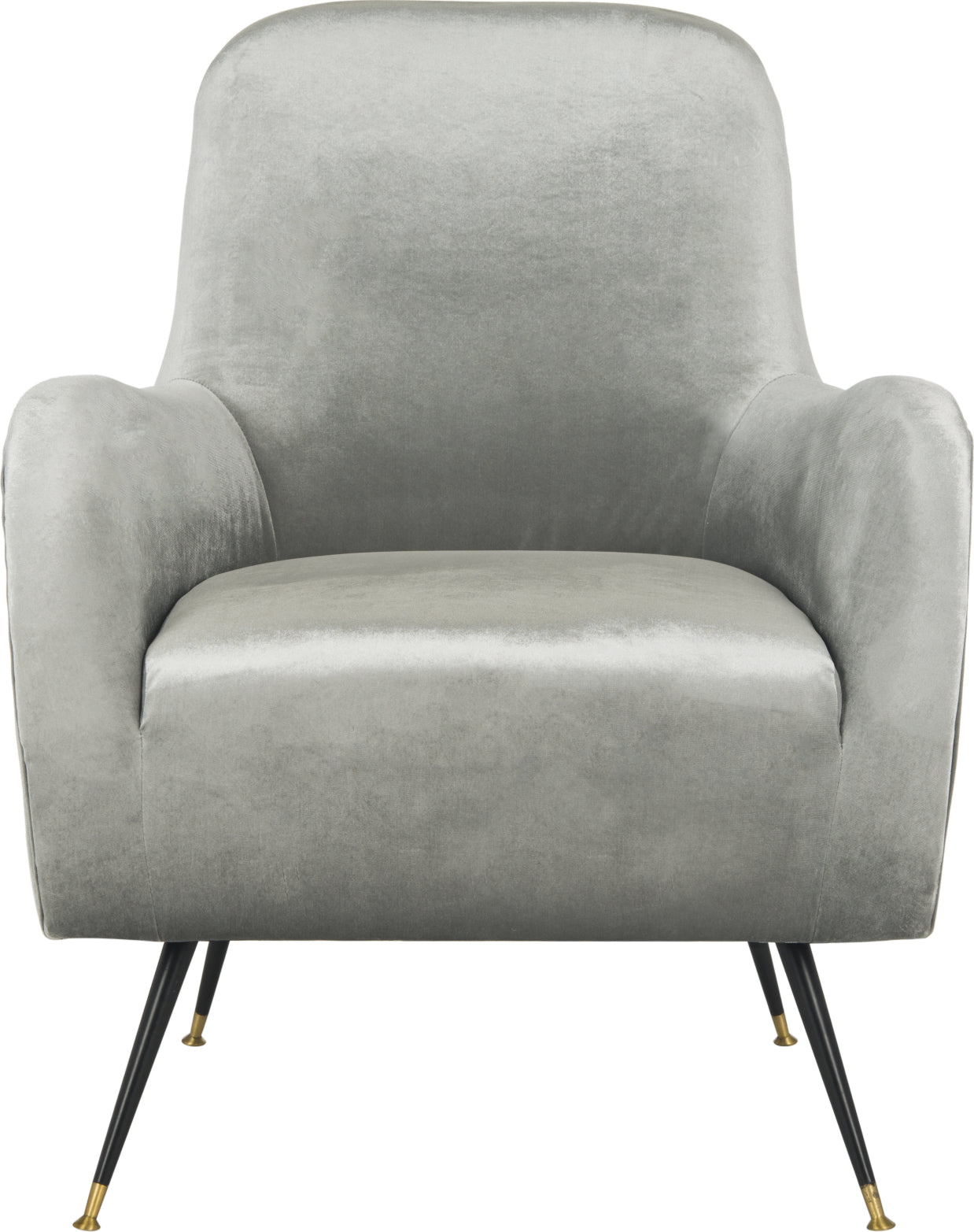 Safavieh Noelle Velvet Retro Mid Century Accent Chair Light Grey Furniture main image
