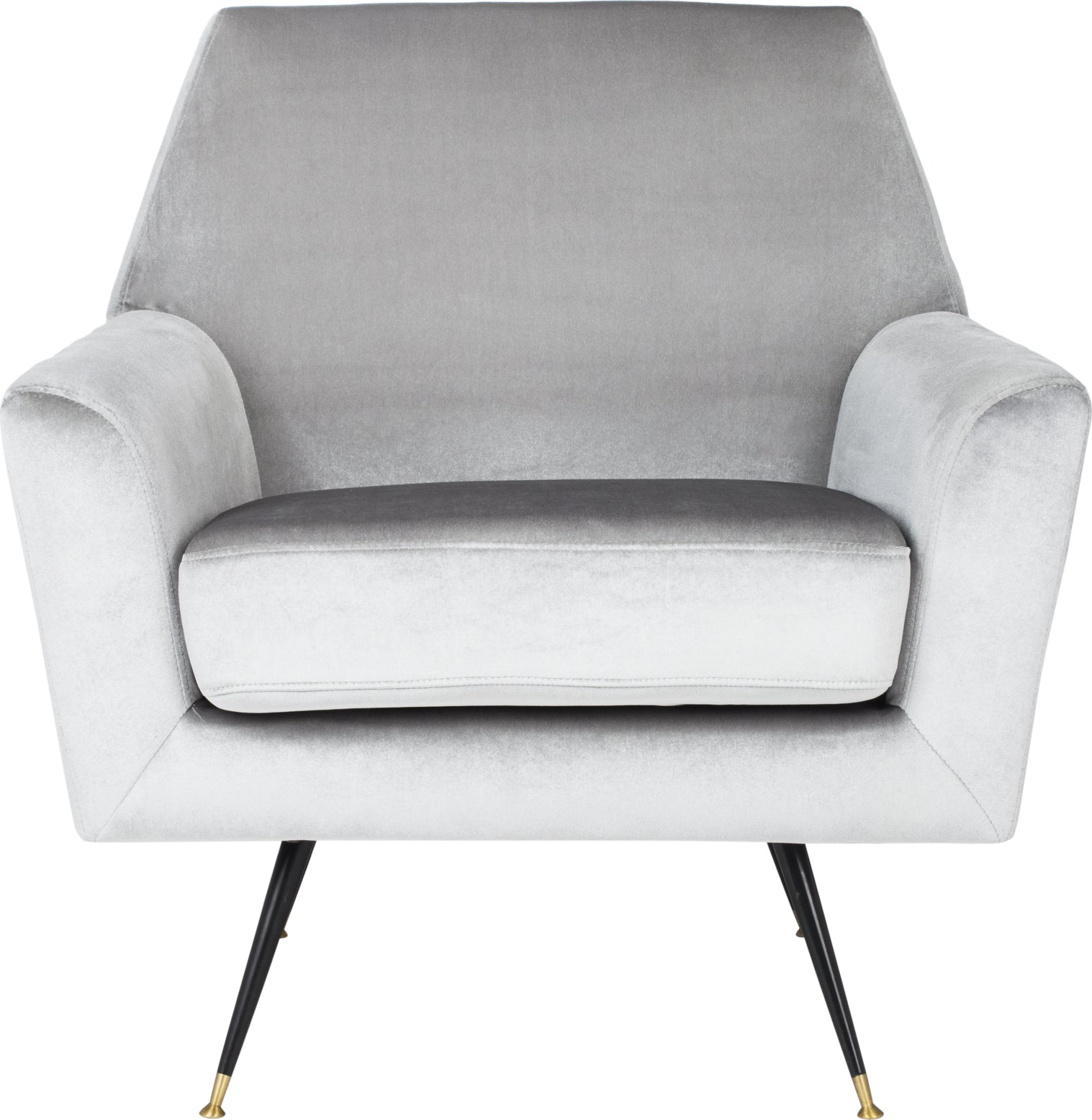 Safavieh Nynette Velvet Retro Mid Century Accent Chair Light Grey Furniture main image