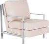 Safavieh Walden Modern Tufted Linen Chrome Accent Chair Beige Furniture 