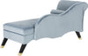 Safavieh Caiden Velvet Chaise With Pillow Slate Blue and Espresso Furniture 