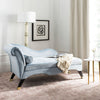 Safavieh Caiden Velvet Chaise With Pillow Slate Blue and Espresso  Feature