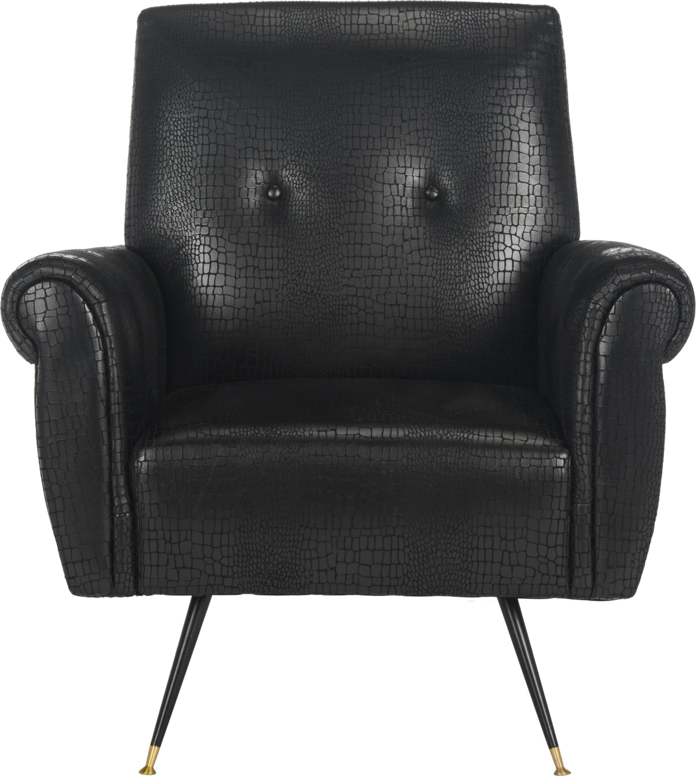 Safavieh Mira Retro Mid Century Faux Leather Accent Chair Black Furniture main image