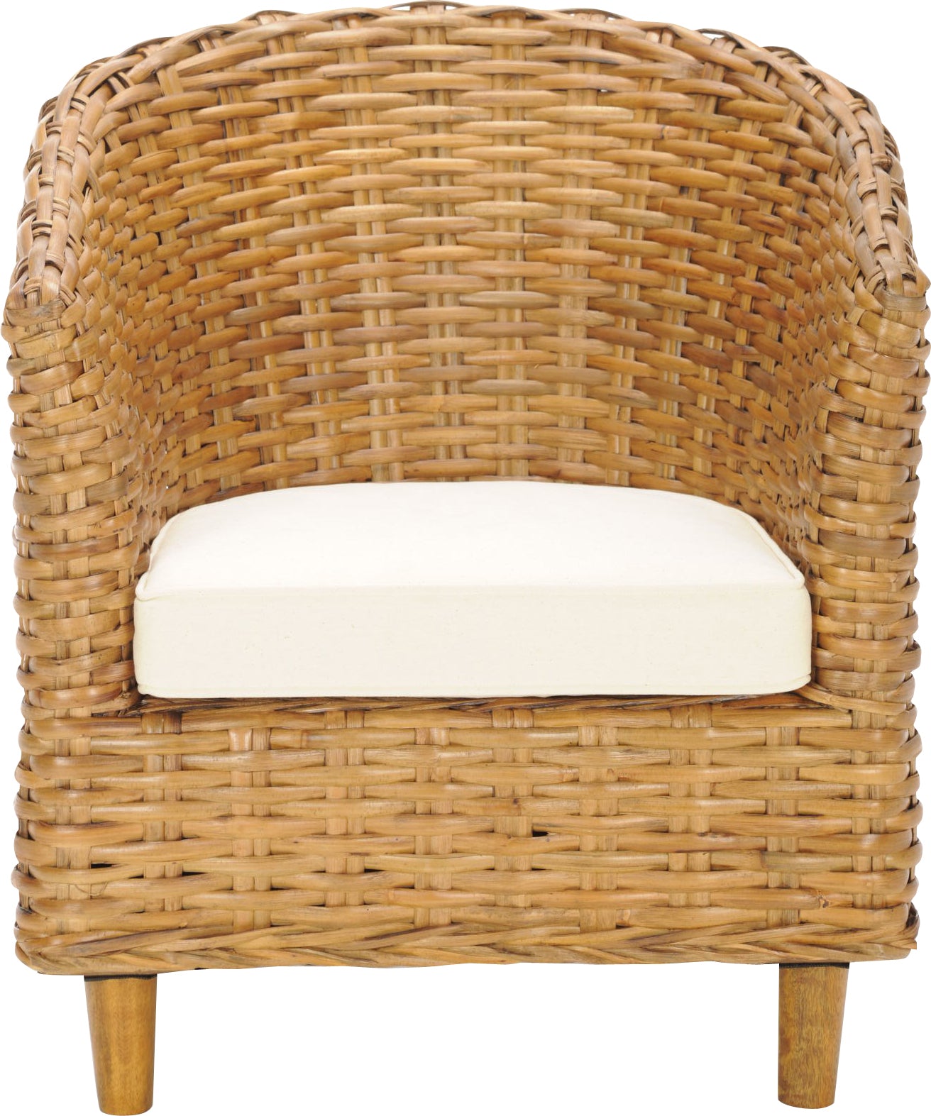Safavieh Omni Rattan Barrel Chair Honey and White Furniture main image