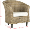 Safavieh Omni Rattan Barrel Chair Natural Unfinished and White Furniture 