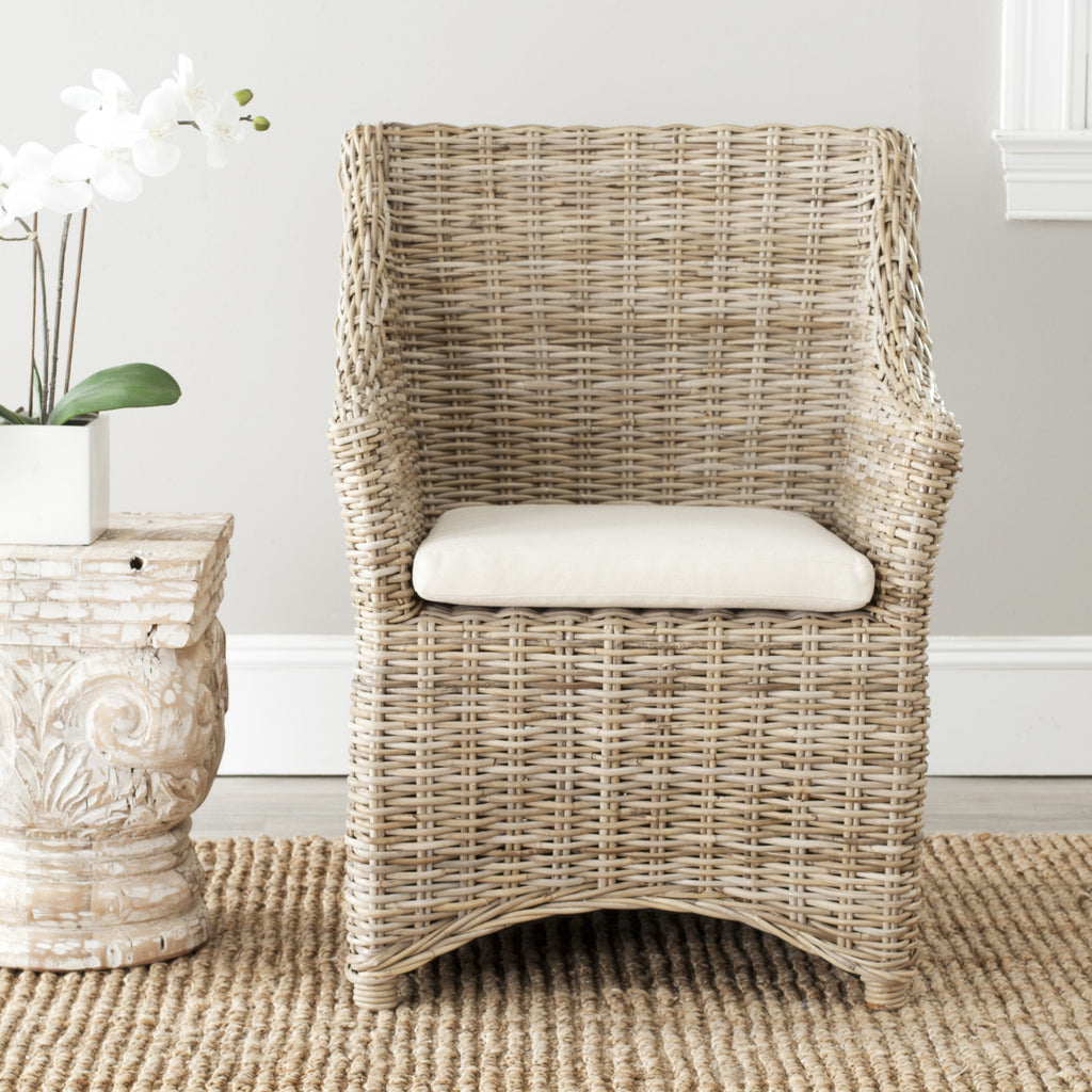 Safavieh Ventura Rattan Arm Chair Brown and White Furniture  Feature