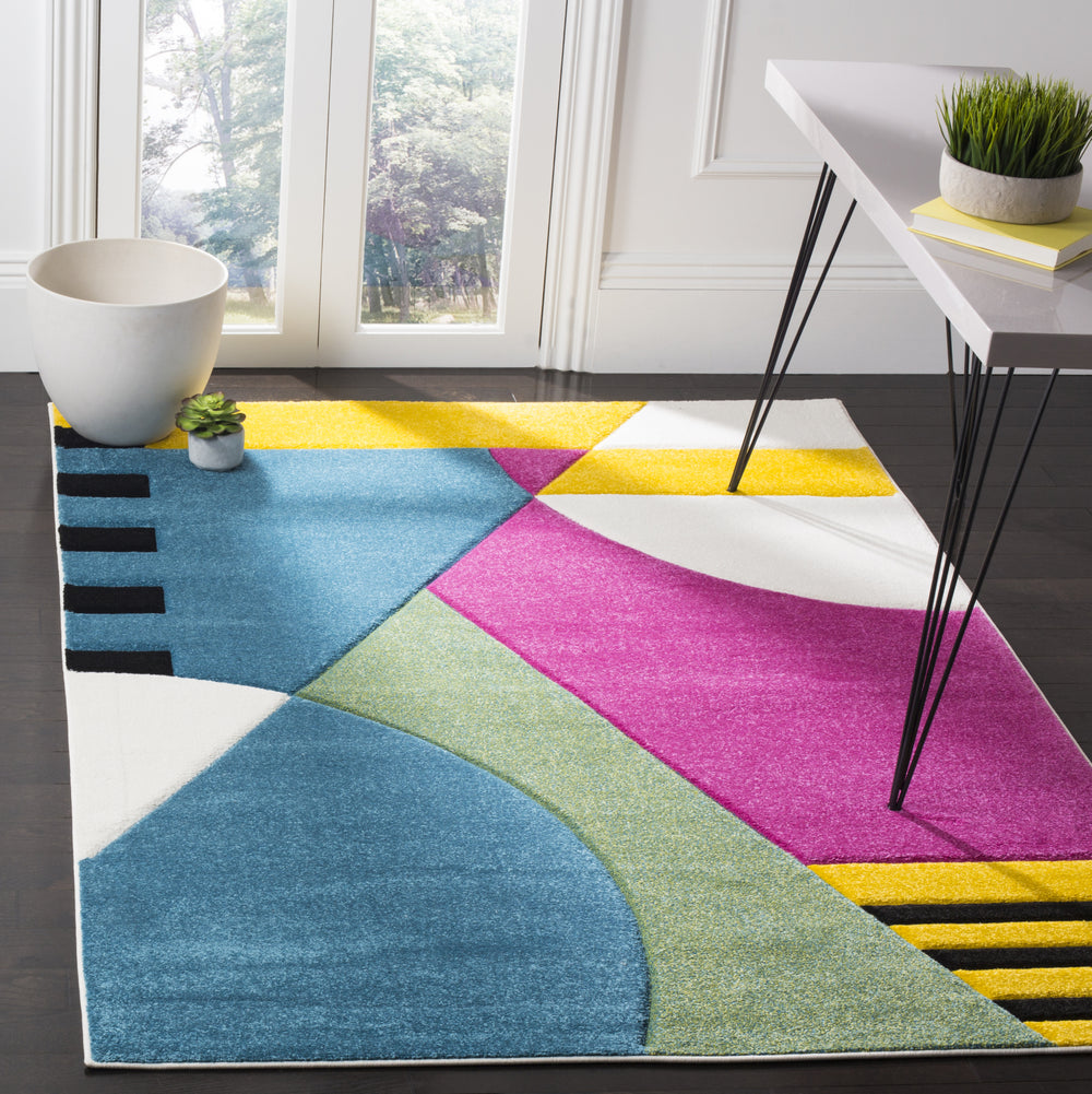 Safavieh Hollywood HLW706C Peacock Blue/Fuchsia Area Rug Feature