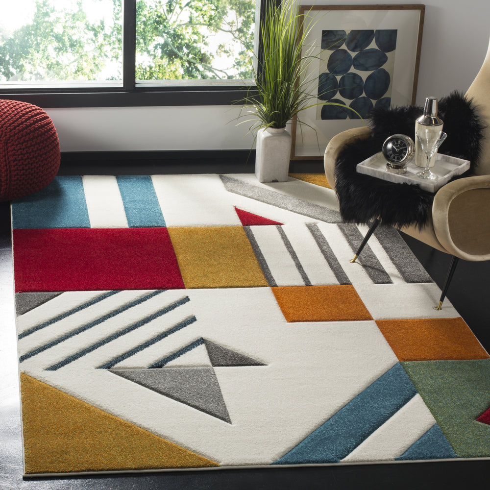 Safavieh Hollywood HLW709B Ivory/Peacock Blue Area Rug Feature