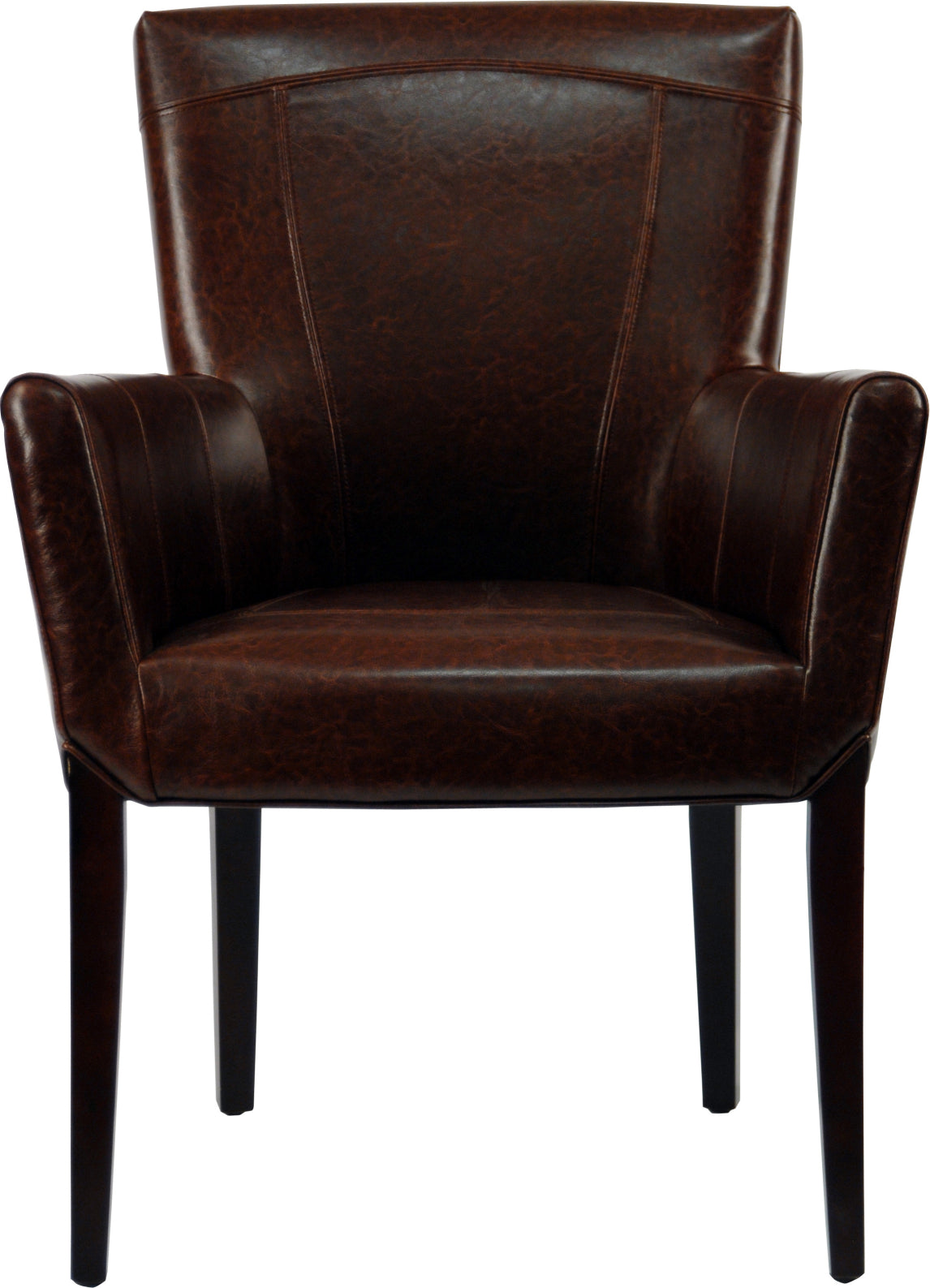 Safavieh Ken Leather Arm Chair Brown and Cherry Mahogany Furniture main image