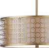 Safavieh Giotta 3 Light Antique Gold 18 Inch Dia Drum Adjustable Pendant Lamp Mirror 