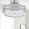 Safavieh Greta 3 Light Chrome 1575-Inch Dia Veil Semi Flush Lamp Mirror 