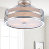 Safavieh Greta 3 Light Chrome 1575-Inch Dia Veil Semi Flush Lamp Mirror 