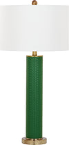 Safavieh Ollie 315-Inch H Faux Woven Leather Table Lamp Dark Green Mirror 