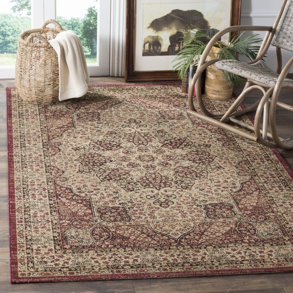 Safavieh Lavar Kerman LVK621B Creme/Red Area Rug Feature
