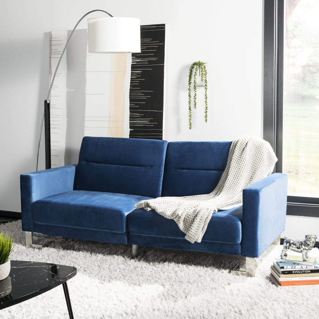 Safavieh Tribeca Foldable Sofa Bed Navy and Silver  Feature