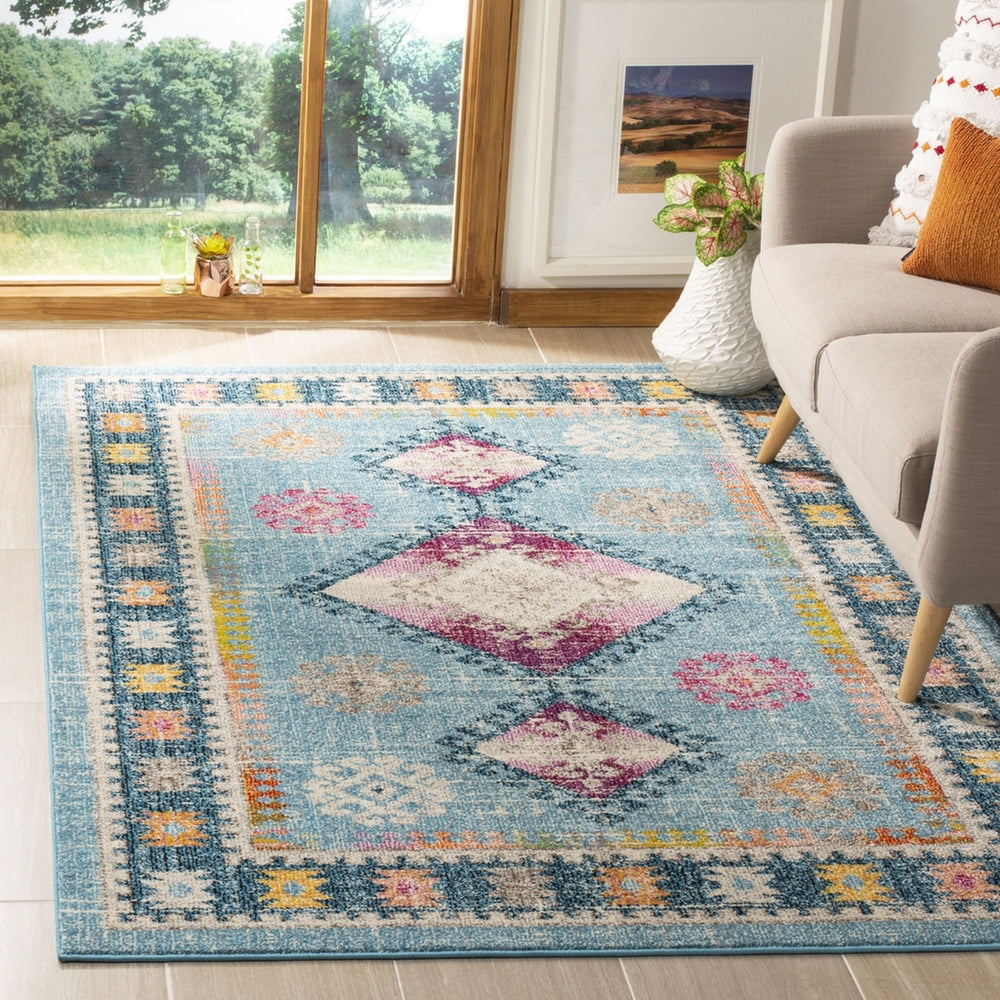 Safavieh Madison 300 MAD305M Light Blue/Fuchsia Area Rug Lifestyle Image Feature