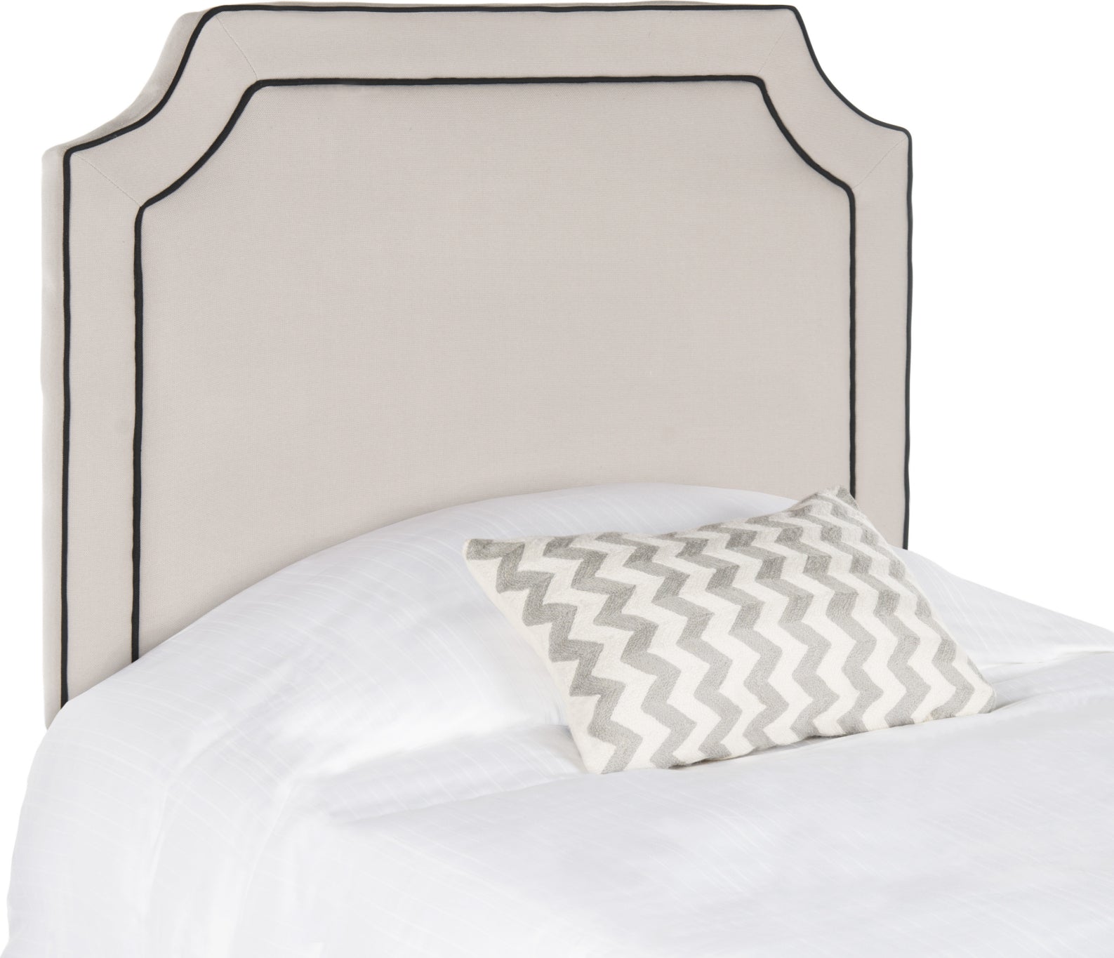 Safavieh Dane Taupe and Black Welt Piping Headboard Taupe/Black Bedding main image