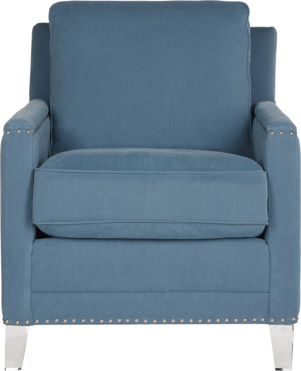 Safavieh Hollywood Glam Acrylic Tufted Blue Club Chair With Silver Nail Heads and Clear Furniture main image